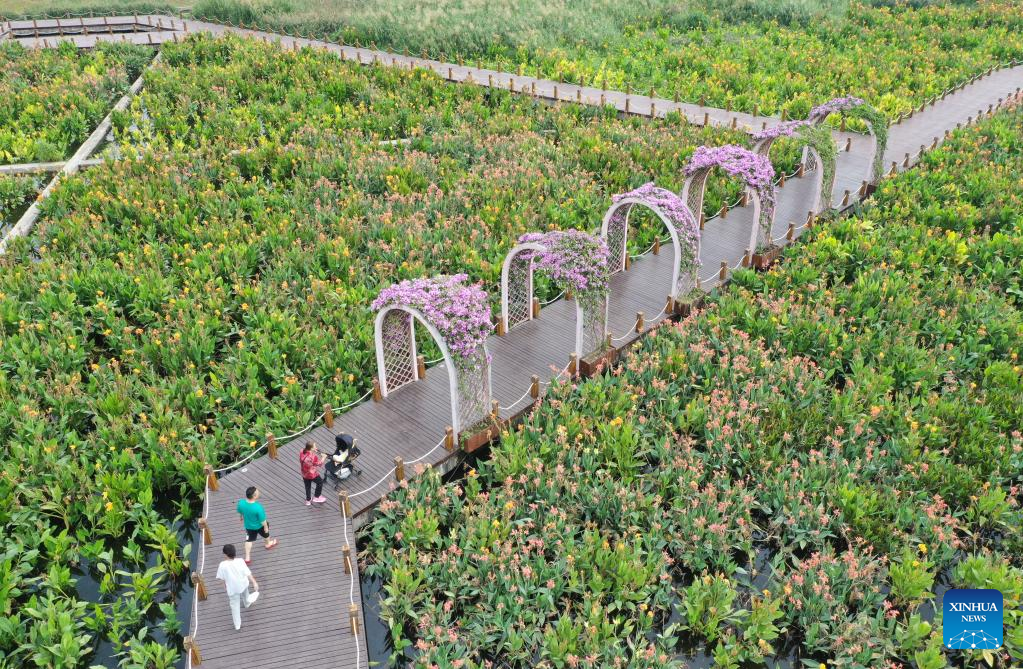 View of Nakao River wetland park in Nanning, China's Guangxi