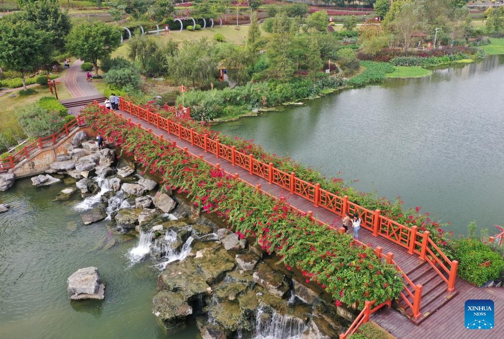 View of Nakao River wetland park in Nanning, China's Guangxi
