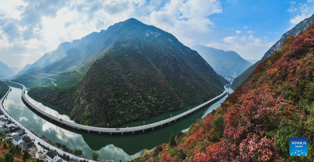 Scenery of road over water in Yichang, C China