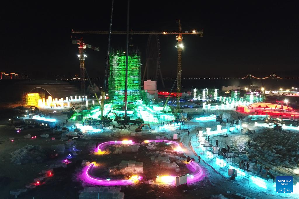 NE China's Harbin Ice-Snow World under construction