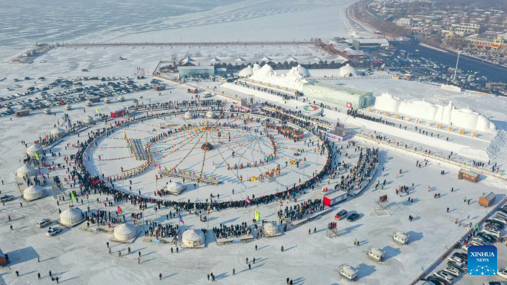 Winter fishing-themed festival opens at Chagan Lake, NE China