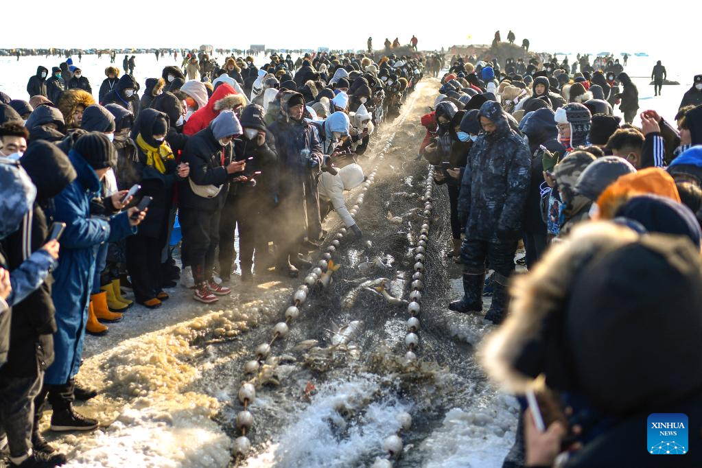 Winter fishing-themed festival opens at Chagan Lake, NE China