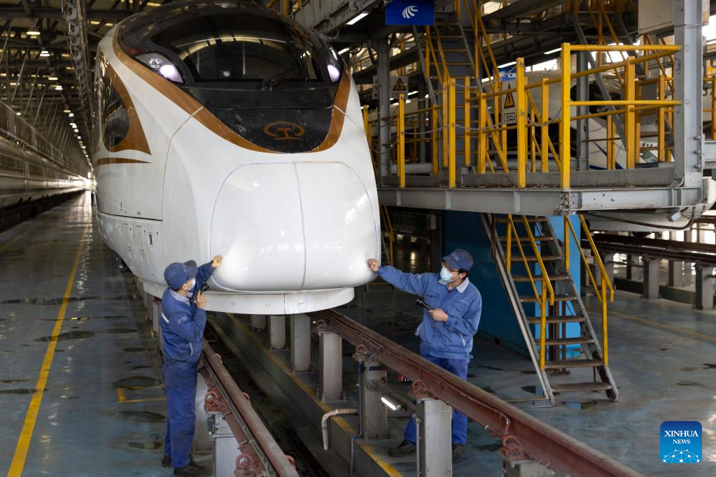 High-speed train depot prepares for future Spring Festival travel rush in Shanghai