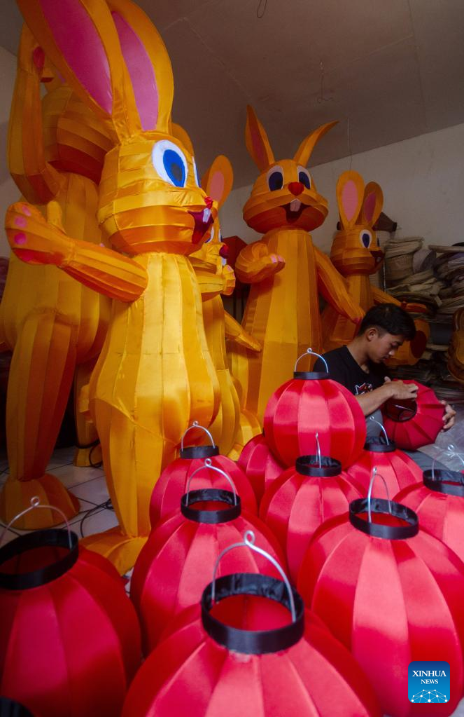 Workers make lanterns for upcoming Chinese Lunar New Year in Bandung, Indonesia