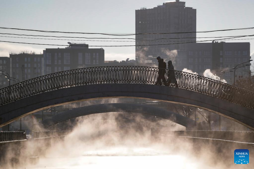 Cold weather hits Moscow, Russia