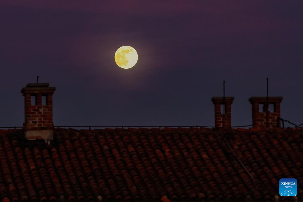 Full moon seen in Zagreb, Croatia