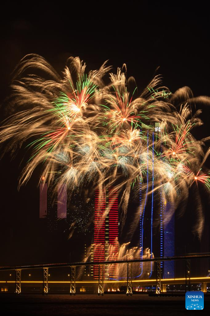 Fireworks show staged in Macao to celebrate Spring Festival