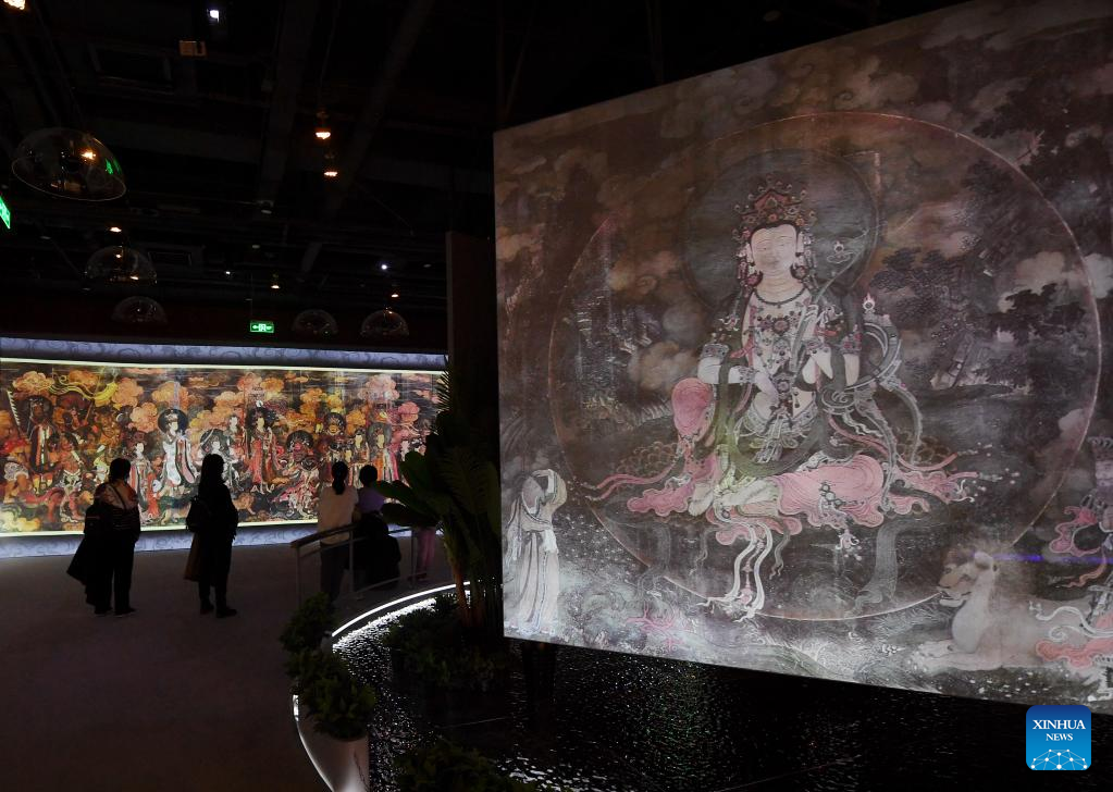 Tourists visit Fahai Temple Mural Art Center in Beijing