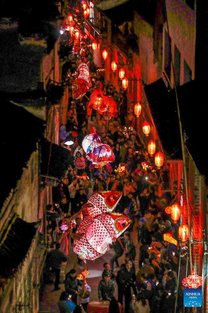 Fish-shaped lanterns seen during new year celebrations in east China