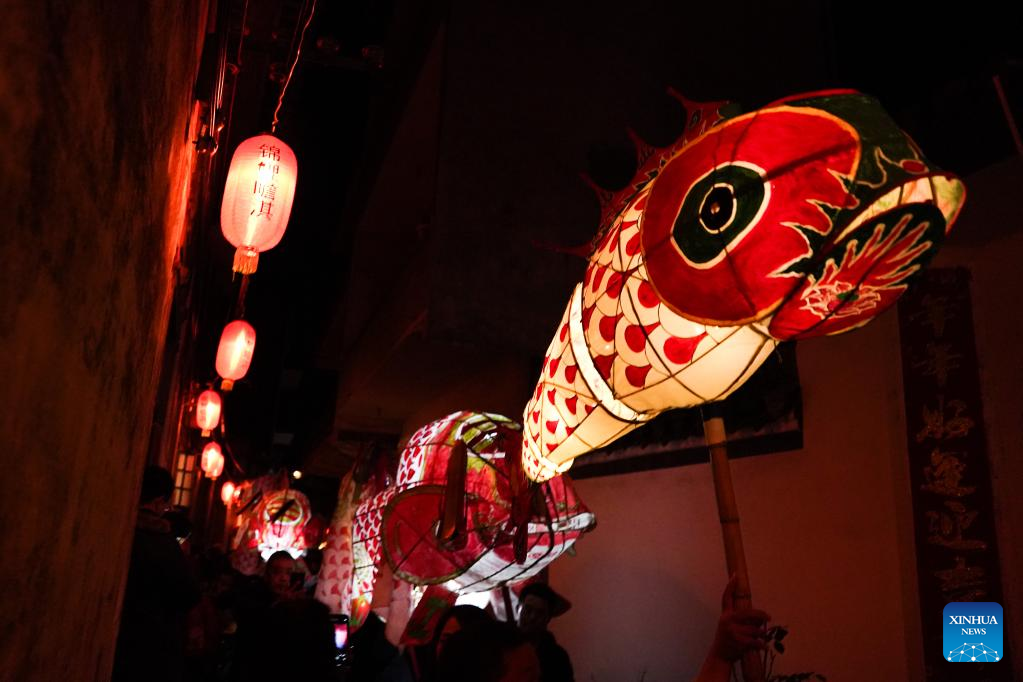 Fish-shaped lanterns seen during new year celebrations in east China