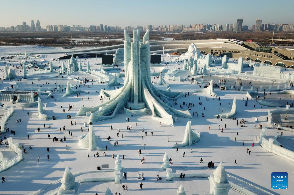 People enjoy themselves at Harbin Ice and Snow World