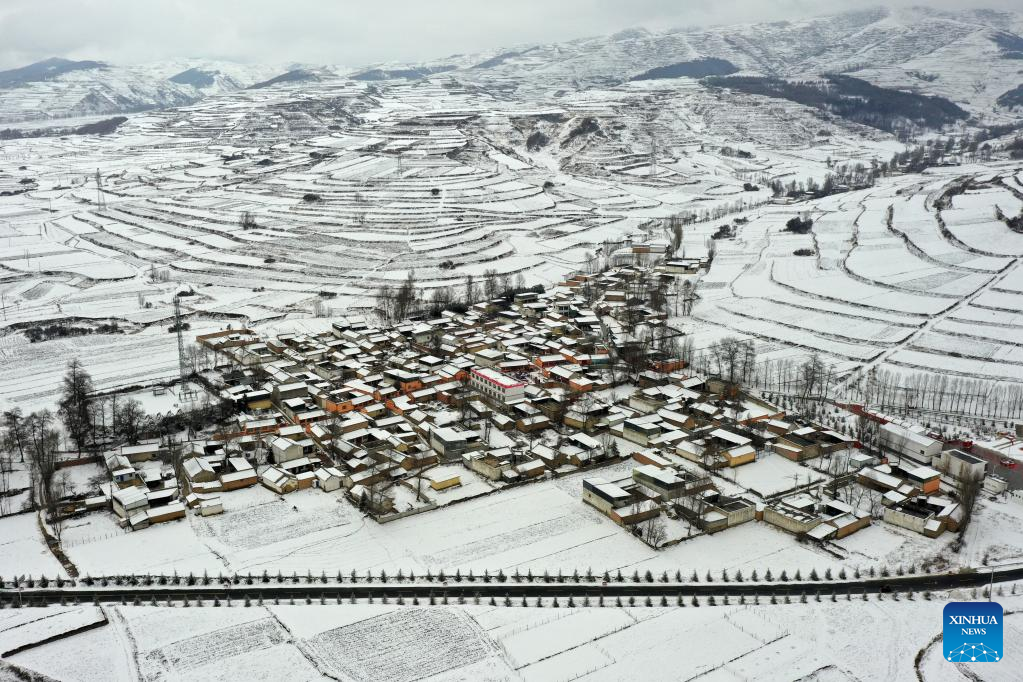 Snow scenery in Dingxi, NW China's Gansu