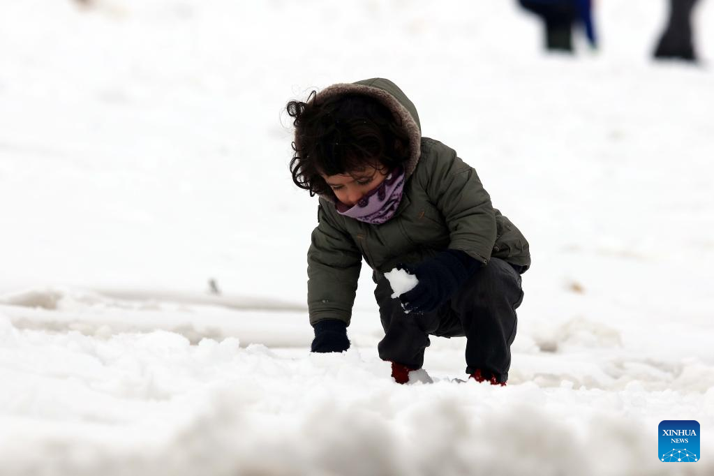 Snow scenery in Amman, Jordan