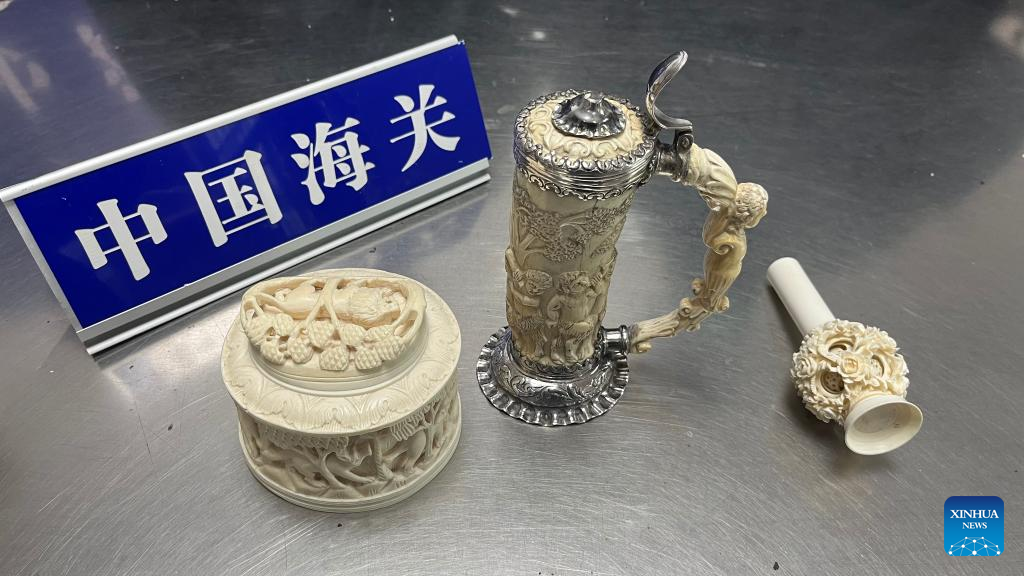 Ivory artifacts intercepted by customs officials in central China