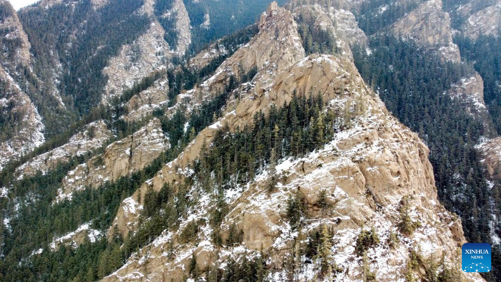 Scenery of snow-covered Helan Mountain National Nature Reserve in N China