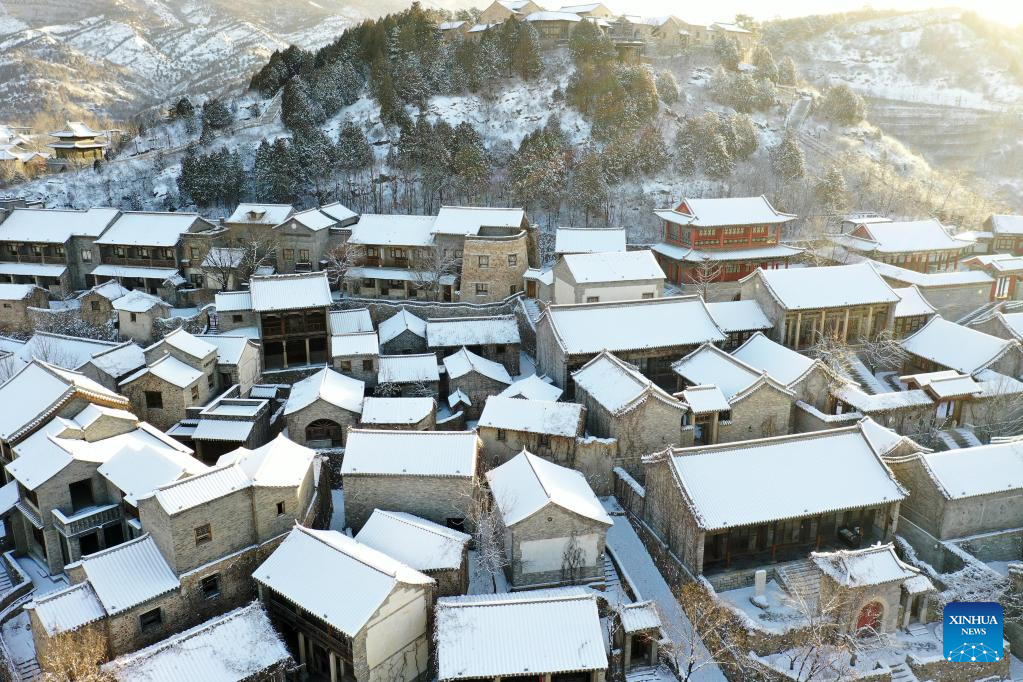 Snow scenery of Gubei Water Town in Beijing