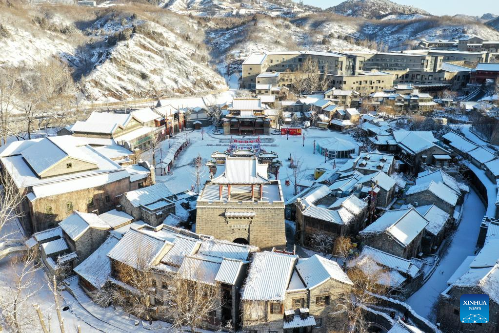 Snow scenery of Gubei Water Town in Beijing