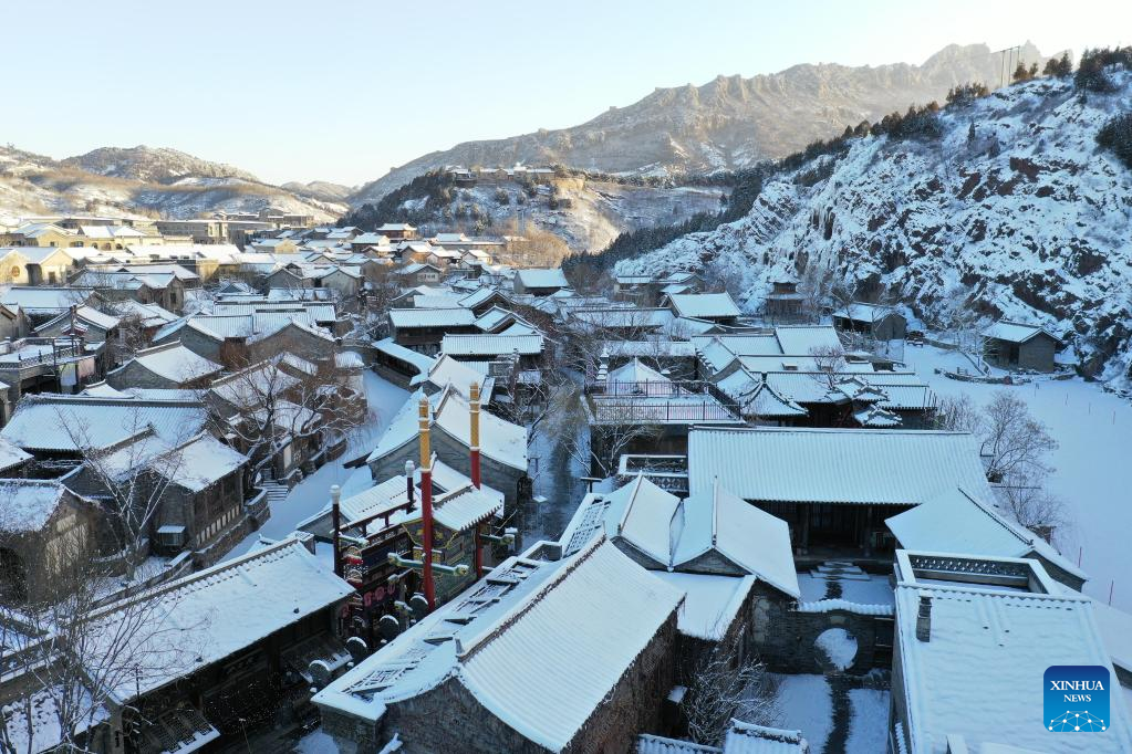 Snow scenery of Gubei Water Town in Beijing