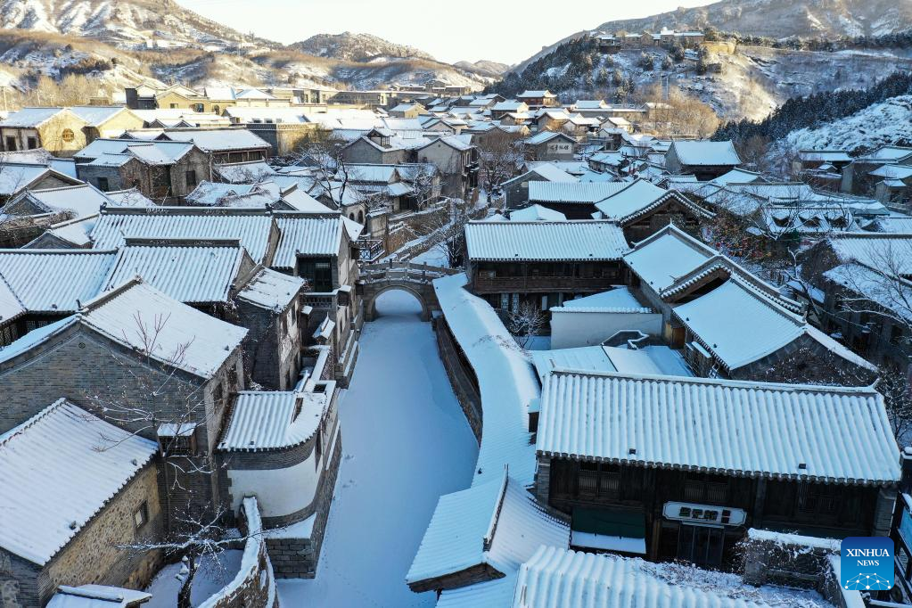Snow scenery of Gubei Water Town in Beijing