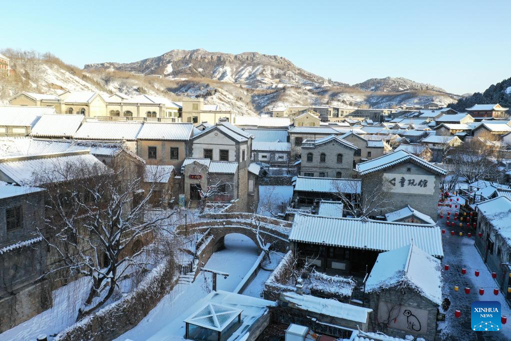 Snow scenery of Gubei Water Town in Beijing