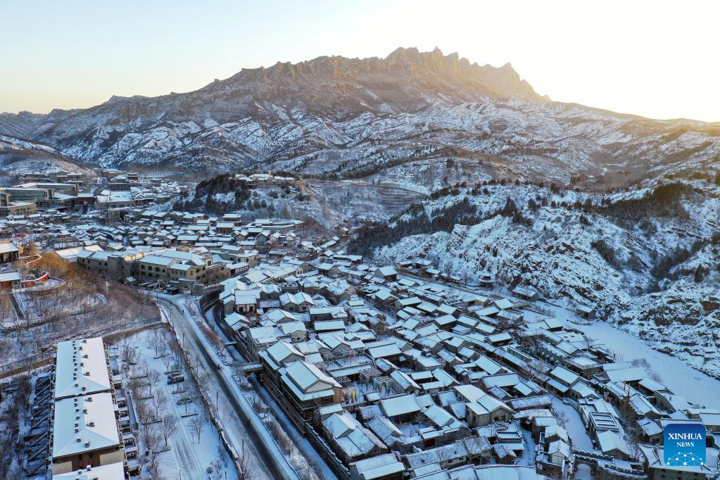 Snow scenery of Gubei Water Town in Beijing