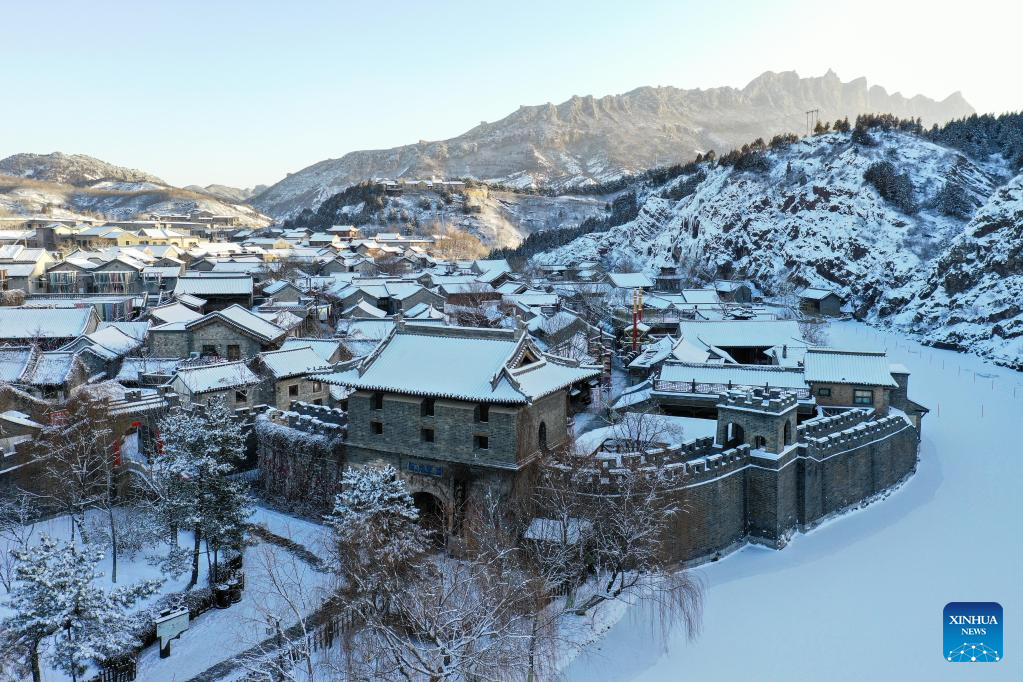 Snow scenery of Gubei Water Town in Beijing