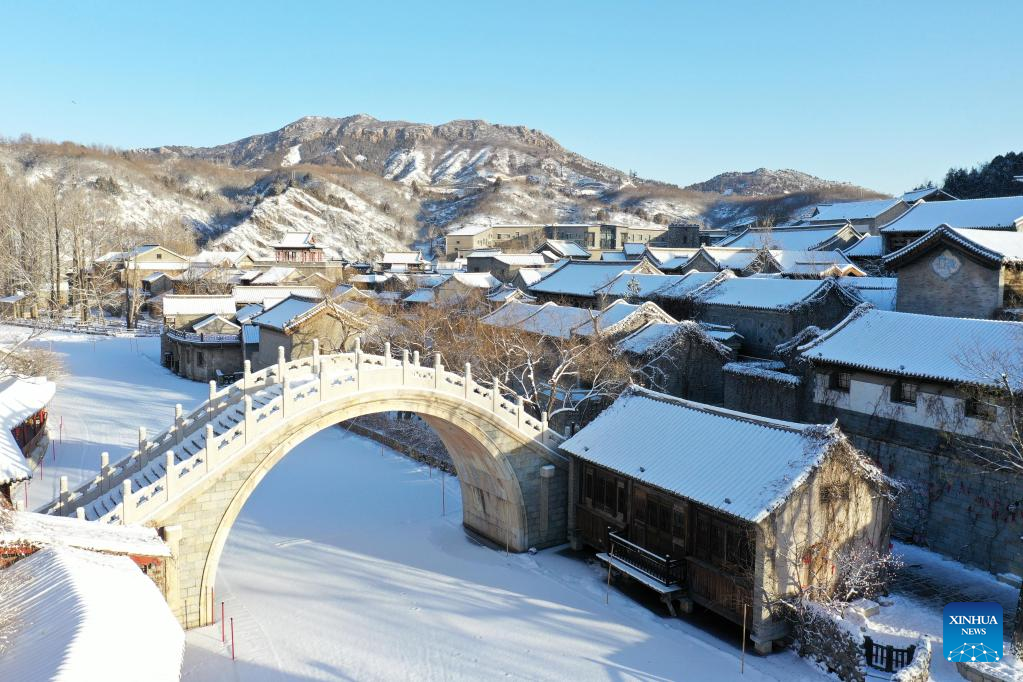 Snow scenery of Gubei Water Town in Beijing