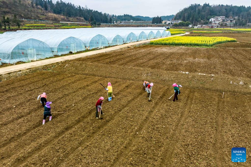 Farmers busy with spring farming in China