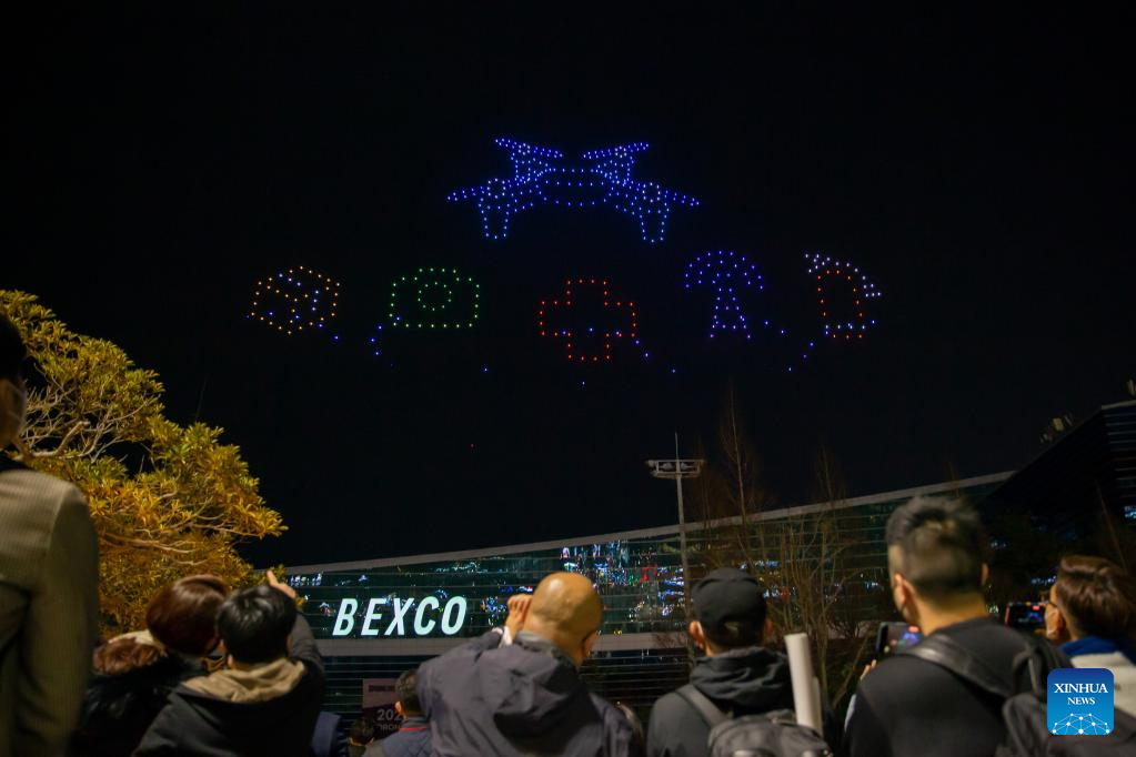 In pics: drone light show at Busan Exhibition &Convention Center