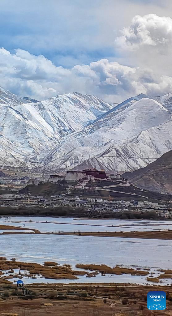 View of Lhasa after snowfall