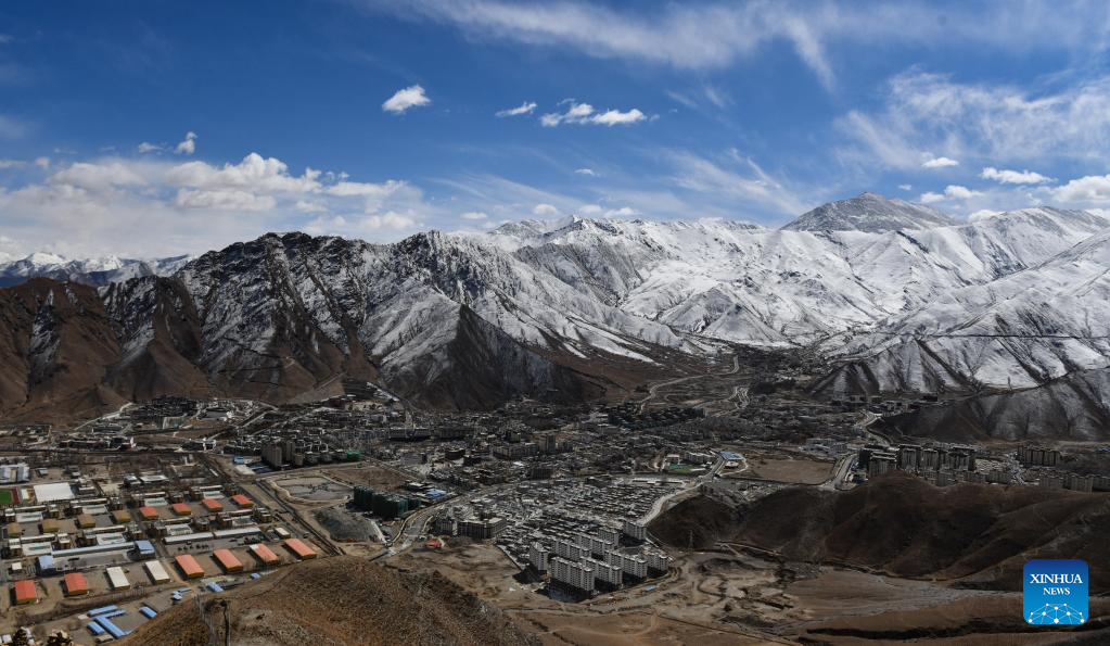 View of Lhasa after snowfall