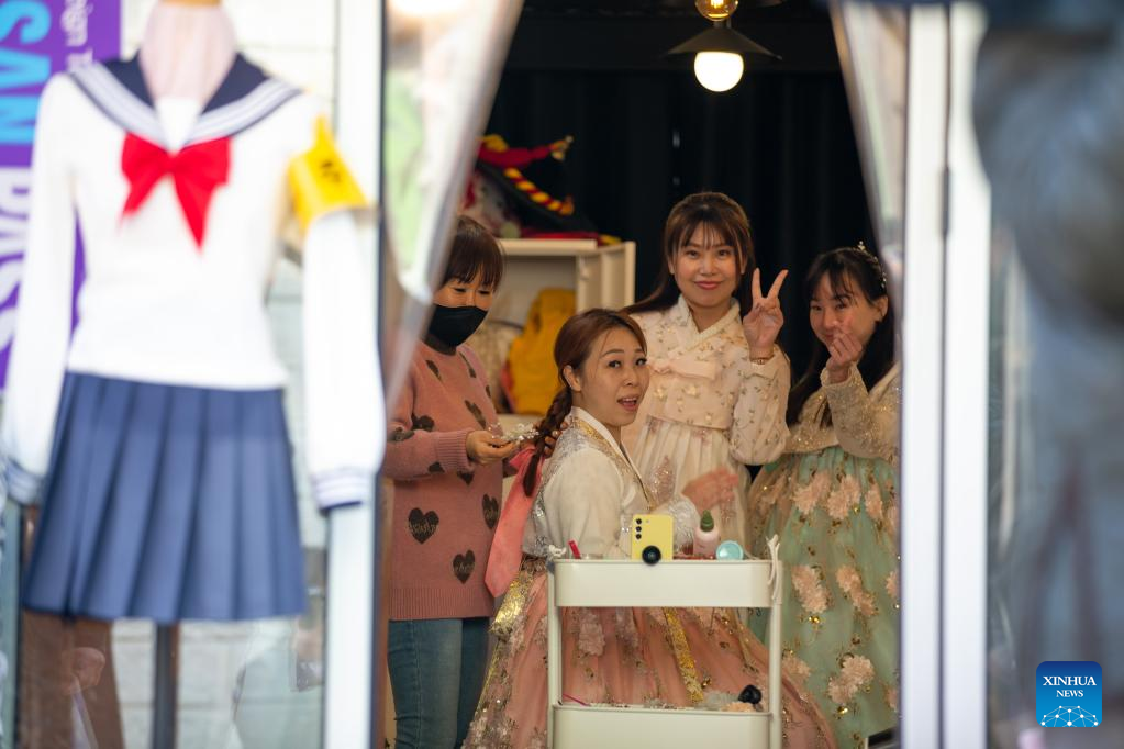 Tourists visit Gamcheon Culture Village in Busan, South Korea