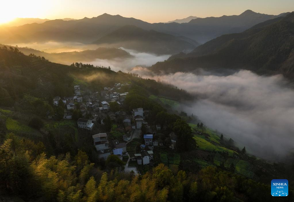 Scenery of clouds at Shitan Village, E China's Anhui