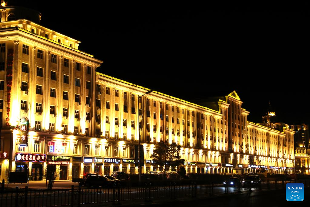 Night scenery of Manzhouli in N China's Inner Mongolia