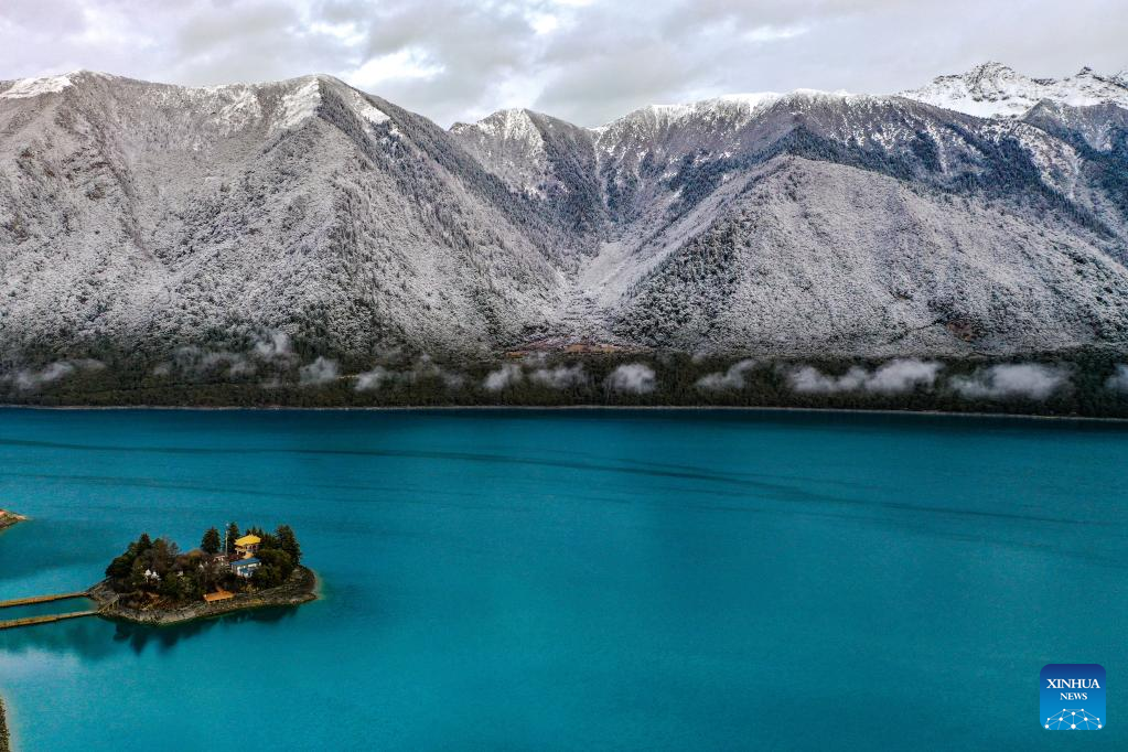 Scenery of Basum Lake after snow in Nyingchi, SW China's Tibet