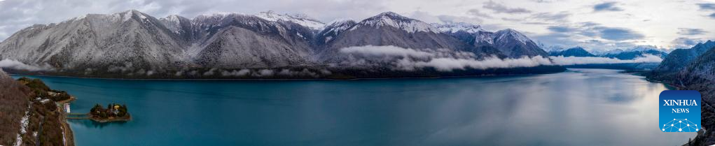 Scenery of Basum Lake after snow in Nyingchi, SW China's Tibet