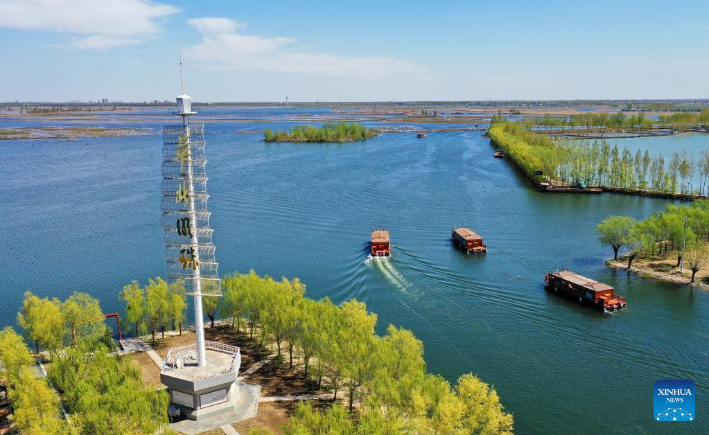 Baiyangdian Lake water bus service in trial operation in Xiong'an New Area