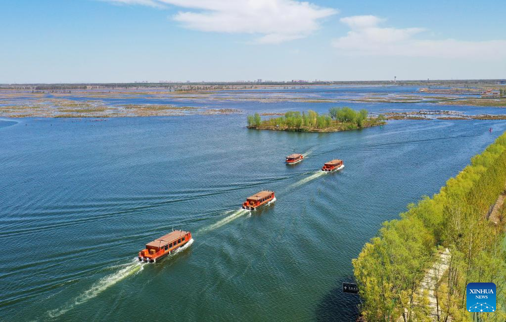 Baiyangdian Lake water bus service in trial operation in Xiong'an New Area