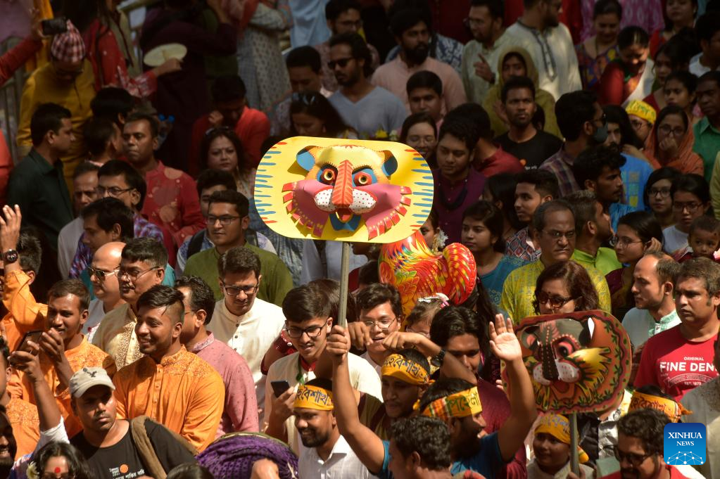 Colorful procession held to celebrate Bengali New Year in Bangladesh
