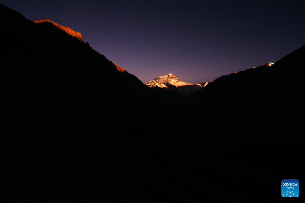 View of Mount Qomolangma in SW China's Tibet