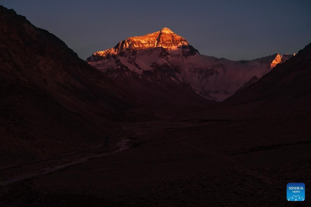 View of Mount Qomolangma in SW China's Tibet