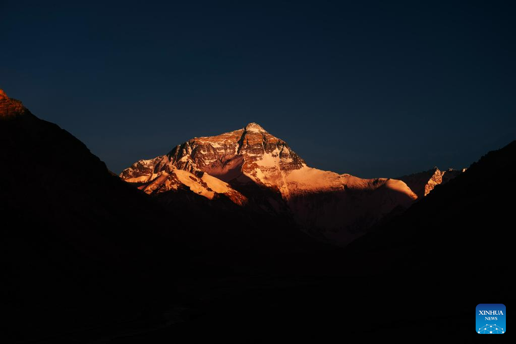 View of Mount Qomolangma in SW China's Tibet