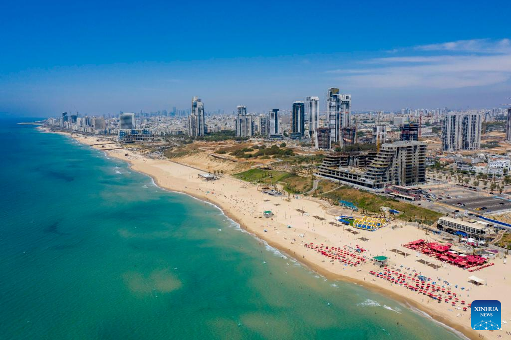 Scenery of shore of Mediterranean Sea in Israel