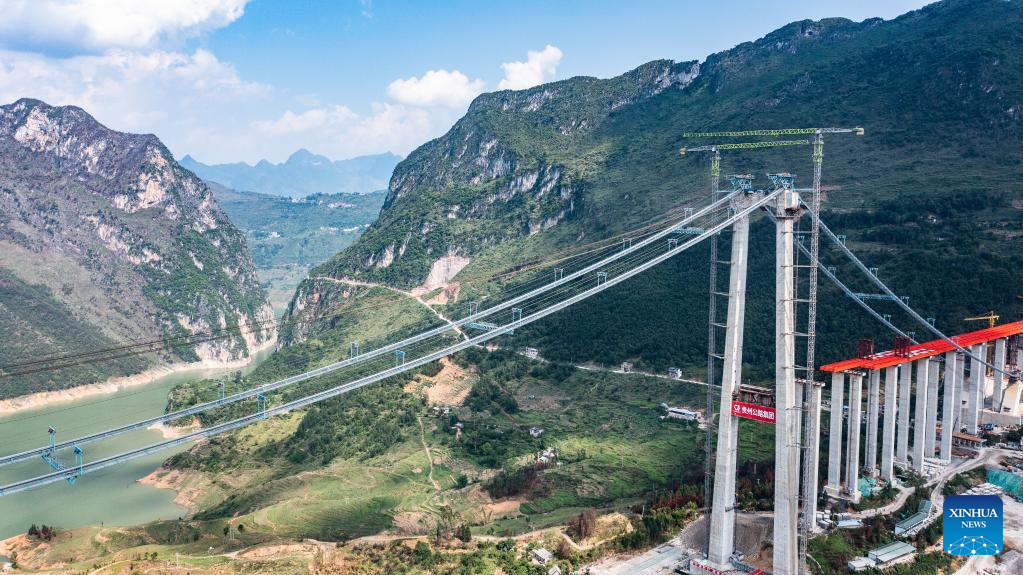Zangke River grand bridge under construction in SW China