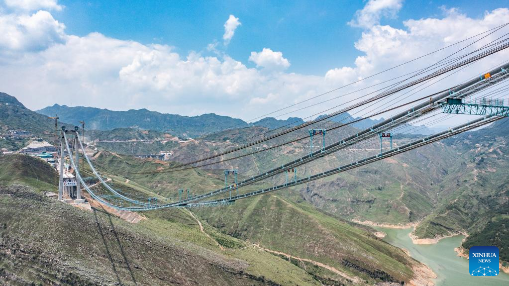 Zangke River grand bridge under construction in SW China
