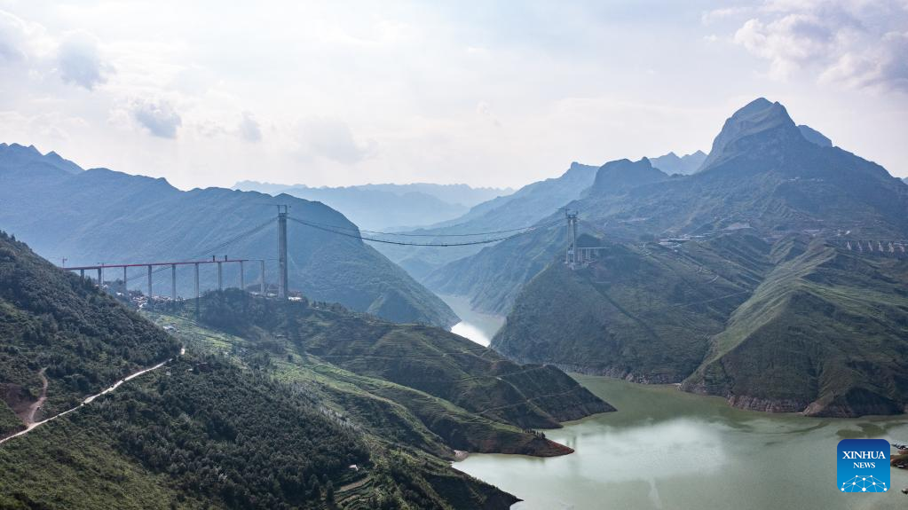 Zangke River grand bridge under construction in SW China