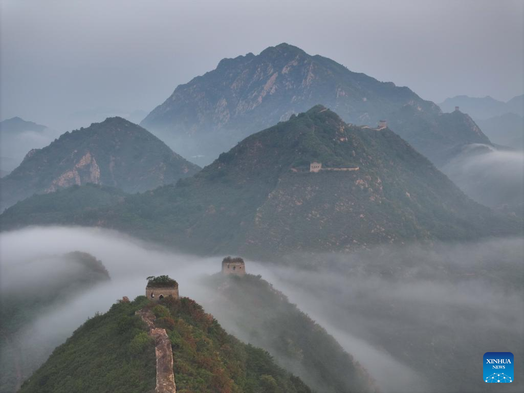 Aerial view of Great Wall in China's Hebei