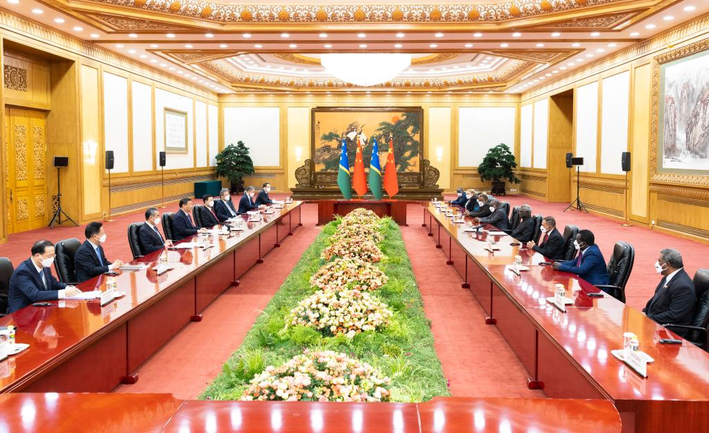 Xi meets Sogavare, urging enhanced China-Solomon Islands cooperation