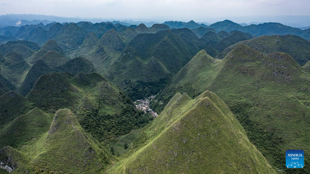 Scenery of green hills in Xinyao, SW China's Guizhou