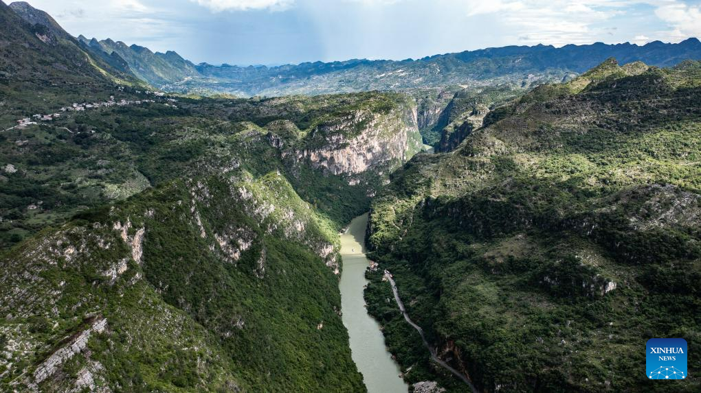 Aerial view of Huajiang River canyon scenic spot in Guizhou